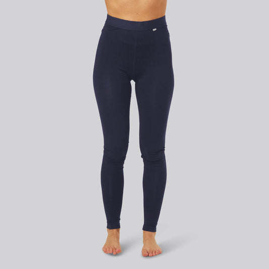 Bamboe legging in marineblauw met marineblauwe elastische band voor dames