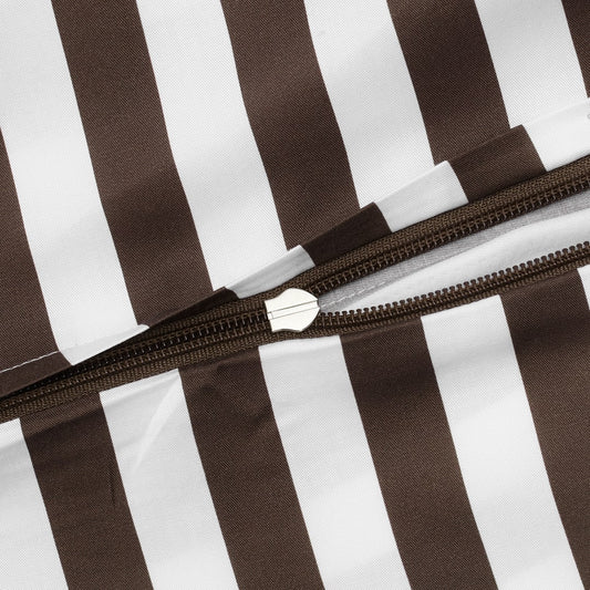 Bamboe beddengoed wit/bruin gestreept breed