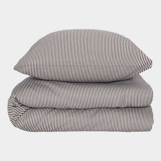 Bamboe beddengoed wit/bruin gestreept