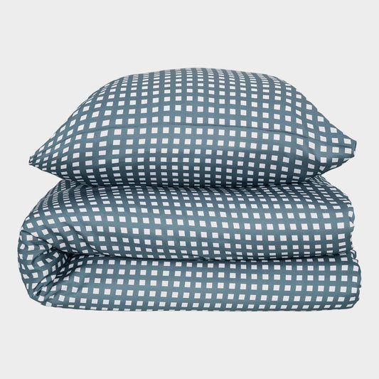 Bamboe beddengoed wit/grijs geruit