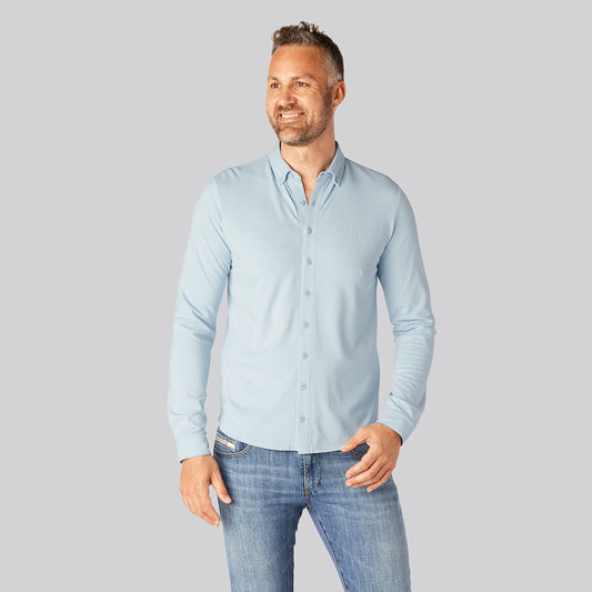 Bamboe poloshirt in lichtblauw voor heren