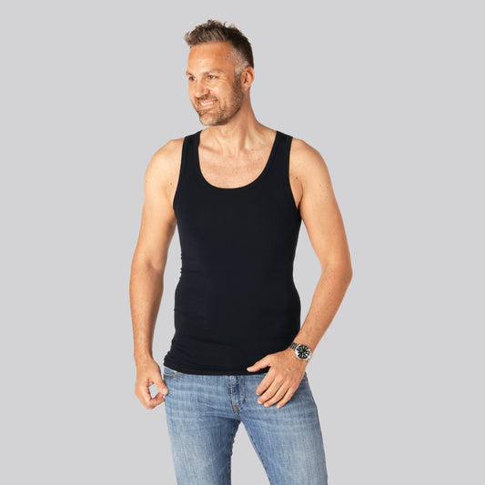 Nauwsluitend bamboe onderhemd in marineblauw voor heren