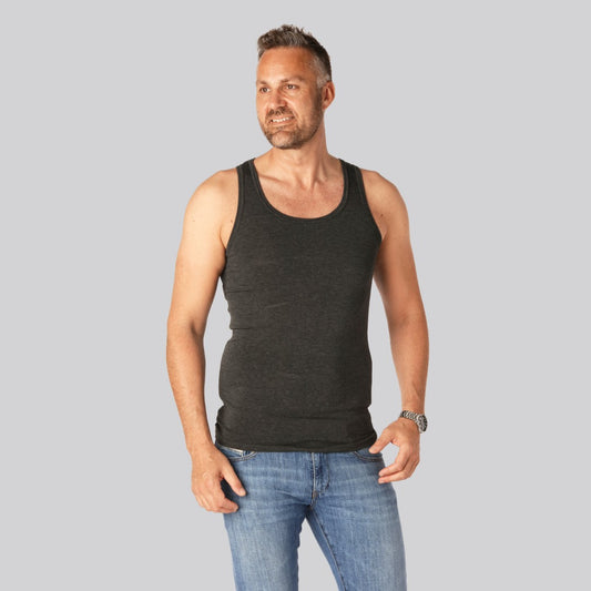 Nauwsluitend bamboe onderhemd in antracietgrijs voor heren