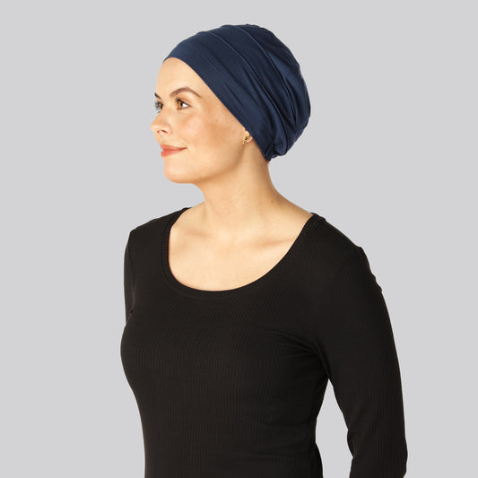 Klassieke bamboe tulband in marineblauw voor dames