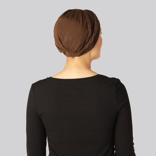 Gedraaide bamboe tulband in bruin voor dames