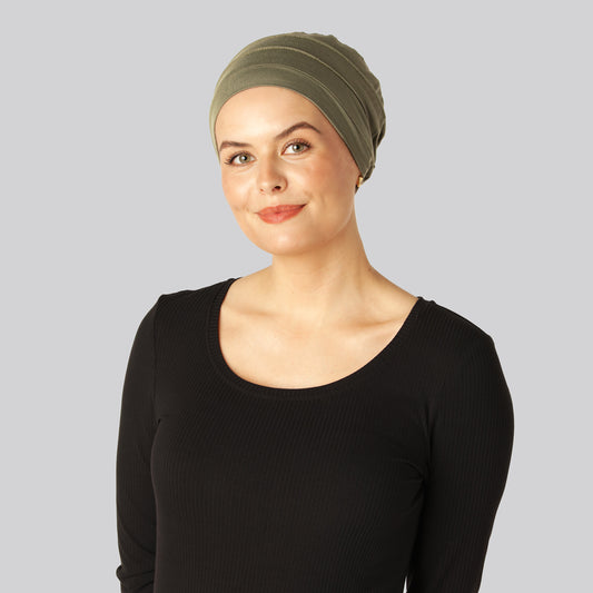 Klassieke bamboe tulband in olijfgroen voor dames