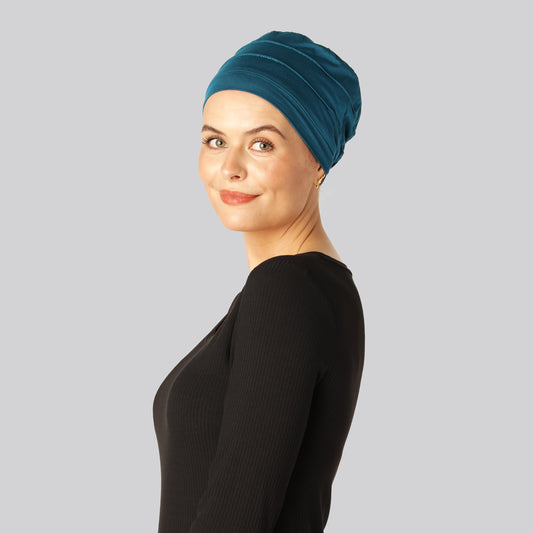 Klassieke bamboe tulband in blauw voor dames