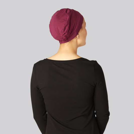 Klassieke bamboe tulband in bordeauxrood voor dames