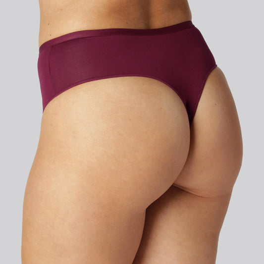 Bamboe stringslipje met hoge taille in bordeauxrood voor dames