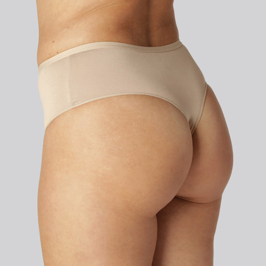 Bamboe stringslipje met hoge taille in beige voor dames