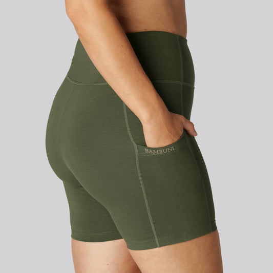 Bamboe fitnessshorts in groen voor dames