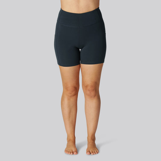 Bamboe fitnessshorts in marineblauw voor dames