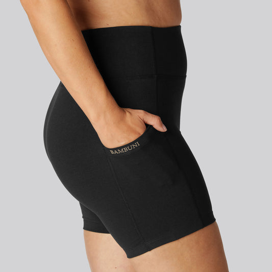 Bamboe fitnessshorts in zwart voor dames