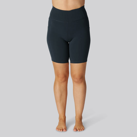 Bamboe fitnessshorts in marineblauw voor dames