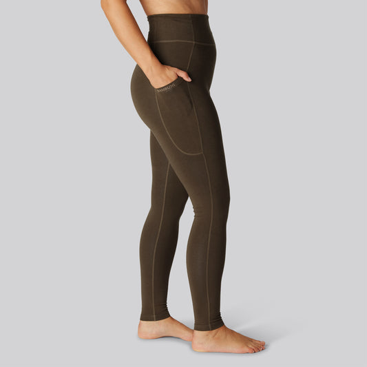 Bruine bamboe fitnesslegging voor dames