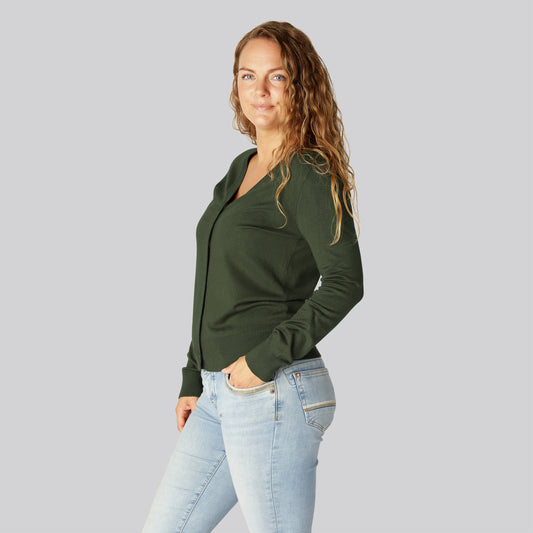 Bamboe vest in groen voor dames