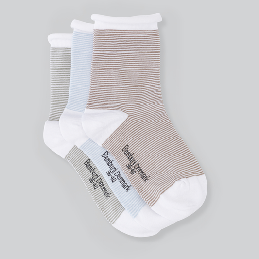 Bamboe sokken (3 paar) met opgerolde rand voor dames