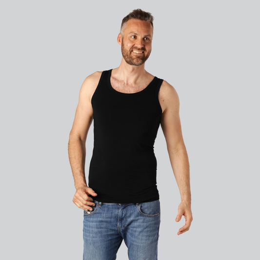 Nauwsluitend bamboe onderhemd in zwart voor heren