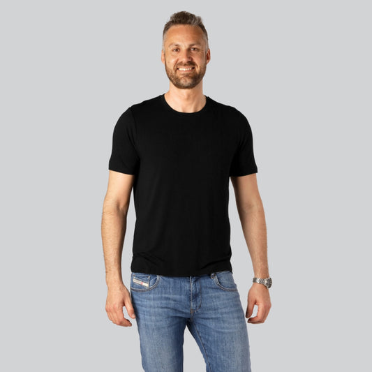 Bamboe T-shirt met ronde hals in zwart voor heren