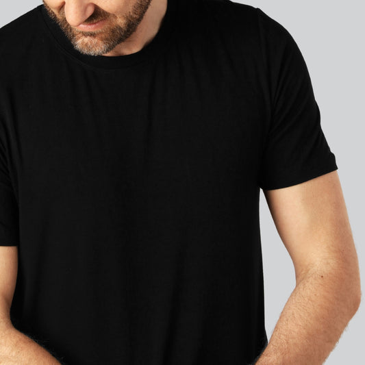 Bamboe T-shirt met ronde hals in zwart voor heren