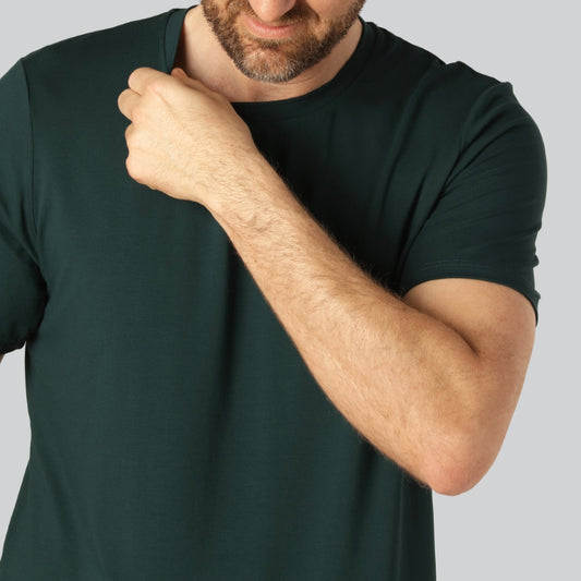 Bamboe T-shirt met ronde hals in groen voor heren