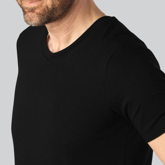 Bamboe T-shirt met V-hals in zwart voor heren