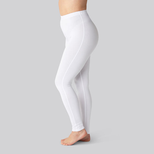 Bamboe legging met verborgen elastiek in het wit voor dames