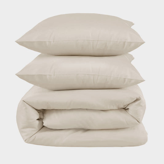 Bamboe tweepersoonsbedlinnen in beige van Bambuni