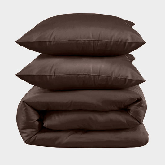 Bamboe tweepersoonsbedlinnen in bruin van Bambuni