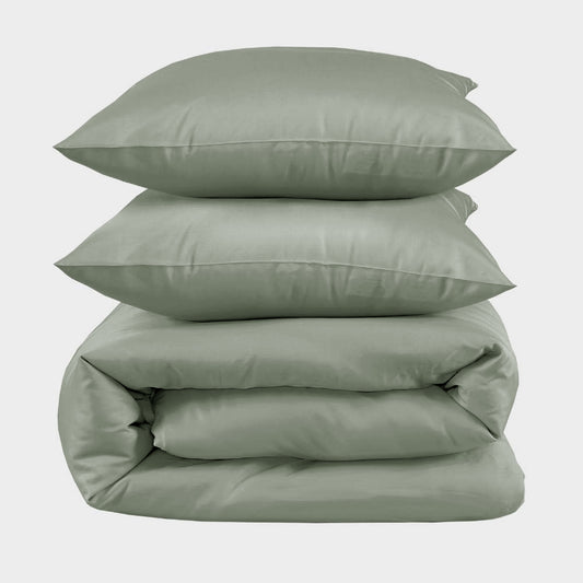 Bamboe tweepersoonsbedlinnen in olijfgroen van Bambuni