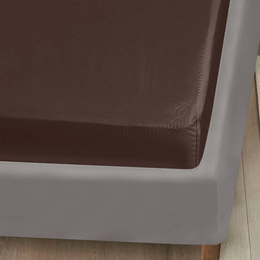 Bamboe hoeslaken in kastanjebruin