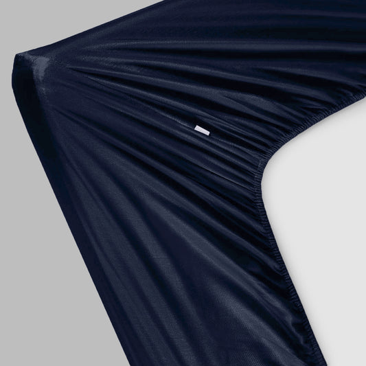 Bamboe hoeslaken in marineblauw