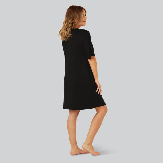 Bamboe nachthemd in zwart voor dames