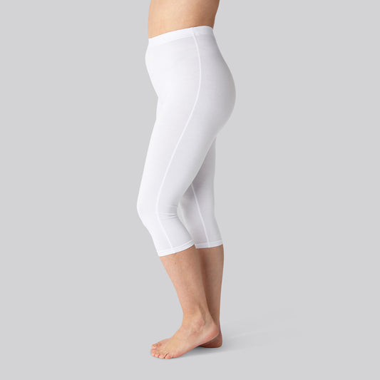 Bamboe 3/4 legging met verborgen elastiek in wit voor dames