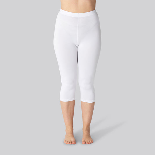 Bamboe 3/4 legging met verborgen elastiek in wit voor dames