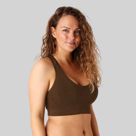 Bambus BH top i brun til dame