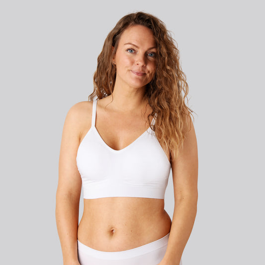 Bambus seamless bh m smal strop i hvid til damer