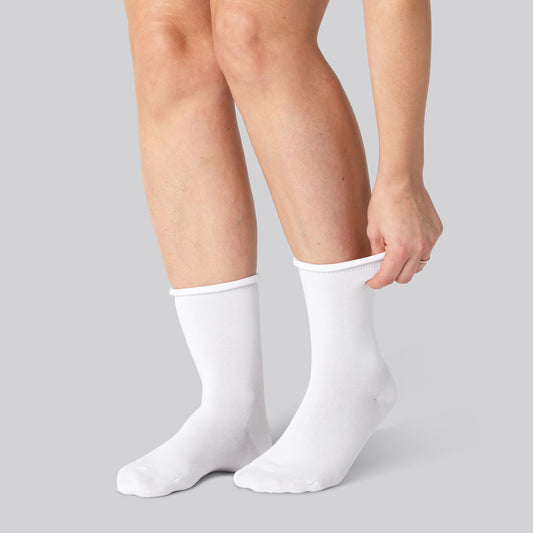 Bamboe sokken met opgerolde rand in wit voor dames