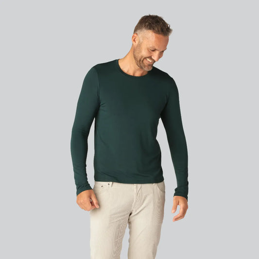 Bamboe T-shirt met lange mouwen in groen voor heren