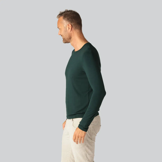 Bamboe T-shirt met lange mouwen in groen voor heren