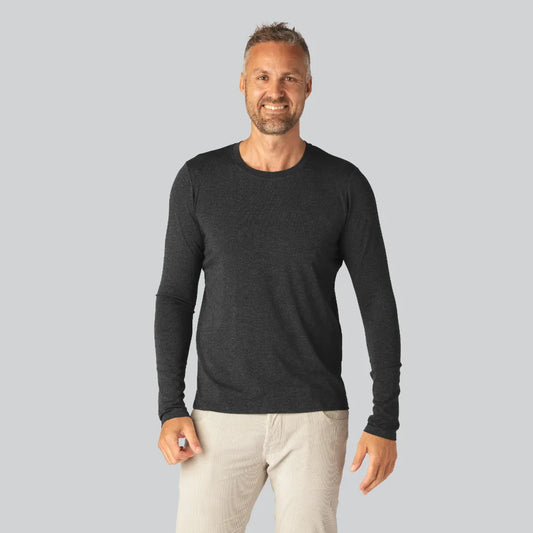 Bamboe T-shirt met lange mouwen in antracietgrijs voor heren