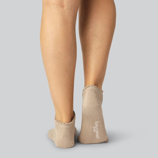 Bamboe enkelsokken in beige met golvende ribbels voor dames