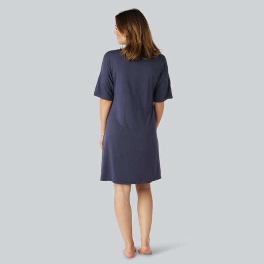 Bamboe nachthemd in marineblauw voor dames