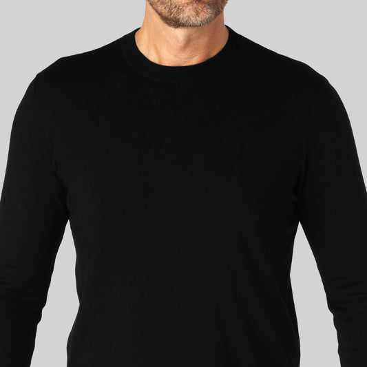 Bamboe gebreide trui met ronde hals in zwart voor heren