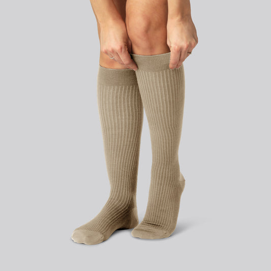 Bamboe steunkousen in beige voor dames