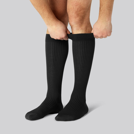 Bamboe compressiekousen in zwart voor heren