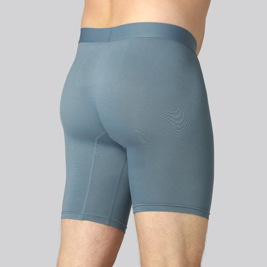 Bamboe onderbroek in staalblauw met extra lange pijpen voor mannen