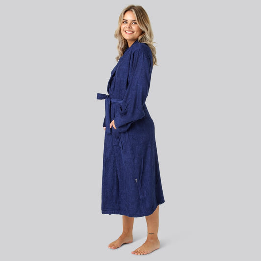 Bamboe badjas in blauw voor dames van Bambuni