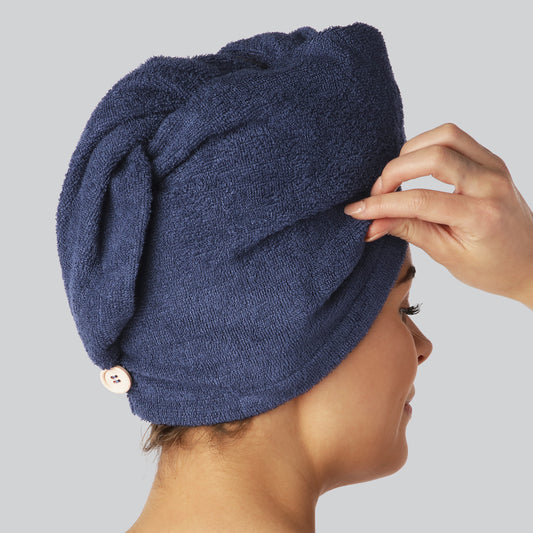 Bamboe haarturban in marineblauw