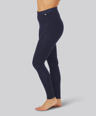 Bamboe legging in marineblauw met marineblauwe elastische band voor dames